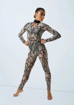 Weissman Game Of Survival -Best Dance Clothing Shop 11164 weissman flocked geometric unitard grey front 25693.1685491274