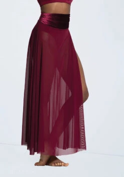 Weissman Velvet Waist Mesh Maxi Skirt -Best Dance Clothing Shop 14299 blackcherry 7510 53815.1698816780