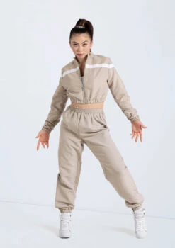 Weissman Cropped Track Jacket -Best Dance Clothing Shop 14304 latte 14308 latte 441 94625.1698816780