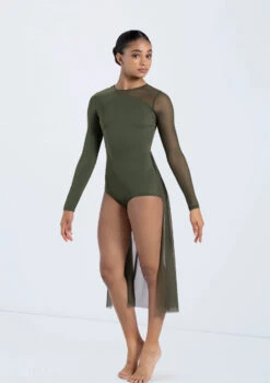 Weissman Long Sleeve Back Panel Leotard -Best Dance Clothing Shop 14423 olive 504 93297.1698817156