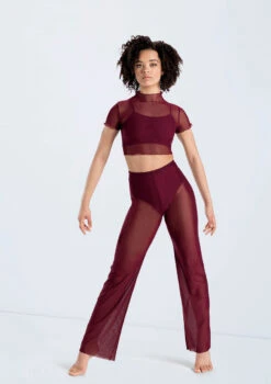 Weissman Cropped Power Mesh Tee -Best Dance Clothing Shop 14428 blackcherry 14430 blackcherry 924 28781.1678889503