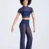 Weissman Cropped Power Mesh Tee -Best Dance Clothing Shop 14428 navy 14430 navy 847 89543.1692402366