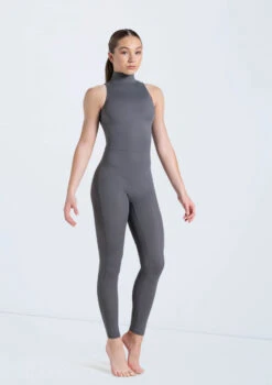Weissman Mock Neck Sleeveless Unitard -Best Dance Clothing Shop 14497 gray 0259 69437.1678889720