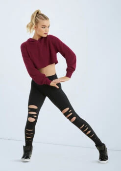 Weissman Long Sleeve Cropped Hoodie -Best Dance Clothing Shop AH10417 blackcherry MT10411 black 021 06924.1698450091