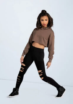 Weissman Long Sleeve Cropped Hoodie -Best Dance Clothing Shop AH10417 mocha MT10411 black 2751 20309.1678890513