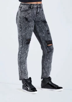Weissman Slashed Boyfriend Jeans -Best Dance Clothing Shop AH11504 black acid wash 386 13490.1678890550