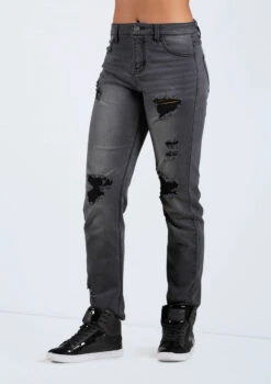 Weissman Slashed Boyfriend Jeans -Best Dance Clothing Shop AH11504 blackdenim 6205 75684.1678890550