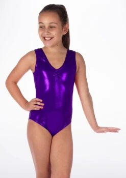 Alegra Girls Metallic Senna Leotard -Best Dance Clothing Shop ALL5203M MAIN PUR 43329.1678873778