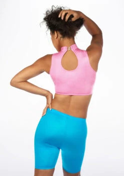 Alegra Girls Shiny Maris Dance Crop Top -Best Dance Clothing Shop ALS0264S MAIN PNK 23617.1678878305