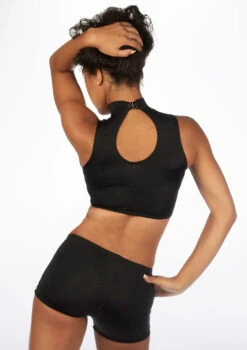 Alegra Girls Shiny Maris Dance Crop Top -Best Dance Clothing Shop ALS5264 MAIN BLK 58061.1678878301