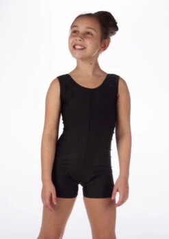 Alegra Girls Shiny Hotpant Unitard -Best Dance Clothing Shop ALU5235 MAIN BLK 26517.1678879783
