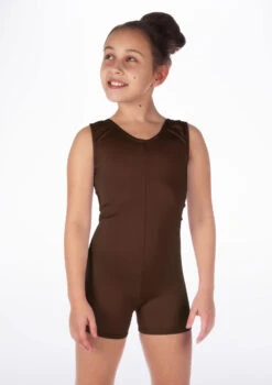 Alegra Girls Shiny Hotpant Unitard -Best Dance Clothing Shop ALU5235 MAIN BRN 23208.1678879783