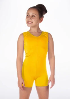 Alegra Girls Shiny Hotpant Unitard -Best Dance Clothing Shop ALU5235 MAIN YEL 31341.1678879783