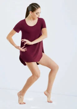 Weissman Oversized Favorite Tee Dress -Best Dance Clothing Shop D10565 blackcherry 432 91761.1698450226
