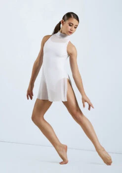 Weissman Mesh Tunic Overdress -Best Dance Clothing Shop D10664 white 161192 83102.1678890778