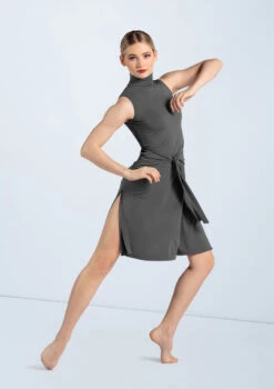 Weissman Knotted Tunic Dress -Best Dance Clothing Shop D12228 gray 0254 63076.1698450269