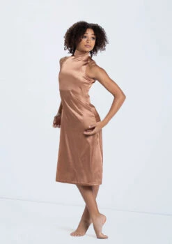 Weissman Charmeuse Mock Neck Dress -Best Dance Clothing Shop D13067 warmsand 272 62523.1698840477