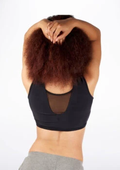 Dincwear Mesh Insert Crop Top -Best Dance Clothing Shop DNDWJ003 BACKM BLK 41222.1678927522