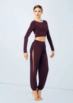 Weissman Knotted Back Crop Top -Best Dance Clothing Shop MJ12211 raisin MJ12237 raisin 4624 16321.1678891014