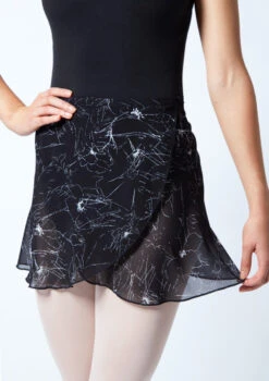 Move Dance Floral Print Wrap Dance Skirt - Black -Best Dance Clothing Shop MOR0406 BLK CLOSE UP FRONT 1 36556.1678884695