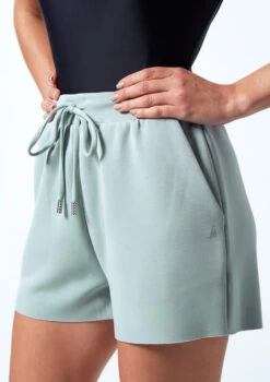 Move Dance Cassandra Jersey Dance Shorts -Best Dance Clothing Shop MOR0637 TEAL CLOSE UP FRONT 1 89862.1678884709