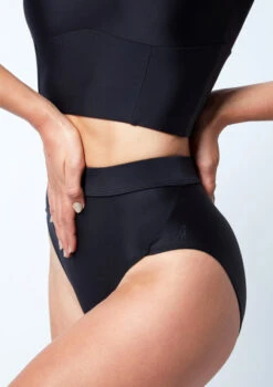 Move Dance Elouise High Waisted Dance Brief -Best Dance Clothing Shop MOR0812 BLK CLOSE UP FRONT 1 53371.1678884716