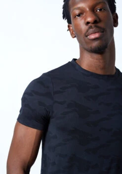 Move Dance Men's Rhythm Dance T Shirt -Best Dance Clothing Shop MOS0624 NVY CLOSE UP FRONT 1 55457.1678884793