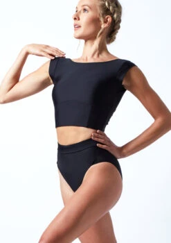 Move Dance Ava Cap Sleeve Crop Top -Best Dance Clothing Shop MOS0831 BLK FRONT 1T 31028.1696980990