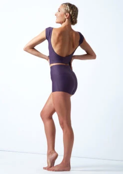 Move Dance Ava Cap Sleeve Crop Top -Best Dance Clothing Shop MOS0831 PUR BACK 1 77466.1678884794