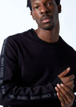 Move Dance Men's Groove Dance Jumper -Best Dance Clothing Shop MOZ0620 BLK CLOSE UP FRONT 1 90438.1678885050