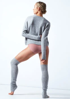Move Dance Madeline Knit V Neck Jumper -Best Dance Clothing Shop MOZ0714 GRY BACK 1 34571.1678885115