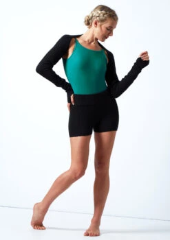 Move Dance Delilah Knit Roll Top Dance Shorts -Best Dance Clothing Shop MOZ0719 BLK FRONT 1 02164.1678885125