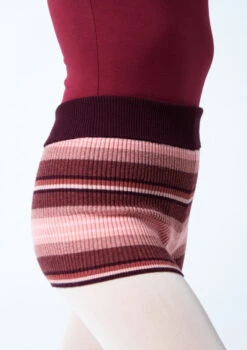 Move Dance Teen Bloom Roll Top Knit Dance Shorts -Best Dance Clothing Shop MOZ5706 STRIPE CLOSE UP FRONT 1 97838.1678885153