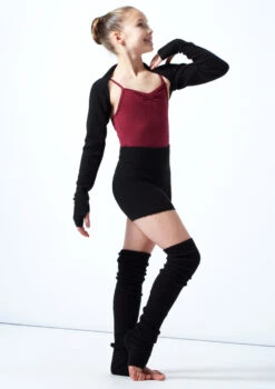 Move Dance Teen Daniella Knit Shrug -Best Dance Clothing Shop MOZ5718 BLK FRONT 2 47327.1678885168