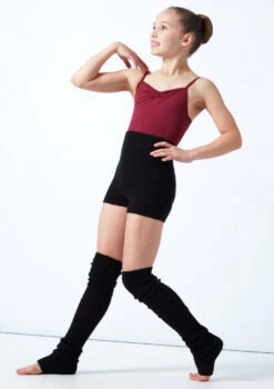 Move Dance Teen Isabella Knit Roll Top Dance Shorts -Best Dance Clothing Shop MOZ5719 BLK FRONT 1 22982.1678885173