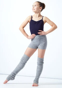 Move Dance Teen Isabella Knit Roll Top Dance Shorts -Best Dance Clothing Shop MOZ5719 GRY FRONT 2 30499.1678885173
