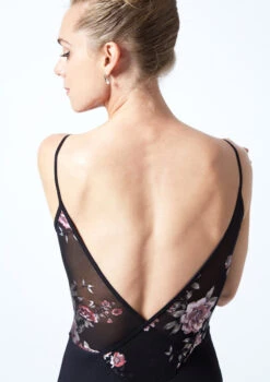 Move Dance Furneaux Floral Wrap Camisole Leotard -Best Dance Clothing Shop MO L0649 BLK CLOSE UP BACK 1 20450.1678884221