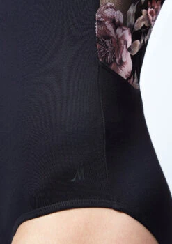 Move Dance Furneaux Floral Wrap Camisole Leotard -Best Dance Clothing Shop MO L0649 BLK CLOSE UP FRONT 1 73810.1678884221