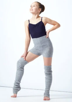Move Dance Teen Isabella Knit Roll Top Dance Shorts -Best Dance Clothing Shop MO Z5719 GRY FRONT 1 11477.1678885173