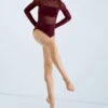 Weissman Long Sleeve Backless Leotard -Best Dance Clothing Shop MT10406 blackcherry 291 71107.1678891120