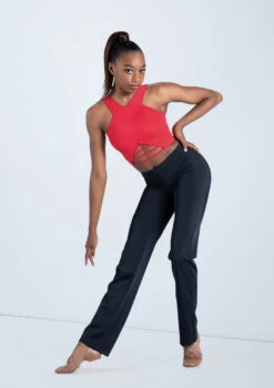 Weissman Lattice Front Crop Top -Best Dance Clothing Shop MT10485 red MT2215N black 539 05542.1678891130