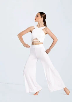 Weissman Wide Leg Matte Jersey Pants -Best Dance Clothing Shop MT10485 white MJ12612 white 663 34948.1678891065