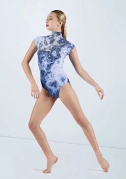 Weissman Printed Cap Sleeve Leotard -Best Dance Clothing Shop PL11863 sapphire 11245 89263.1678891391