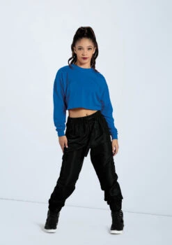 Weissman Cropped Long Sleeve Tee -Best Dance Clothing Shop PT12726 royal AH12406 black 7601 63610.1678891438