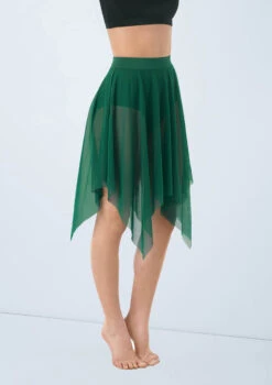 Weissman Mesh Handkerchief Hem Skirt -Best Dance Clothing Shop S10165 forest 0984 85421.1678891454