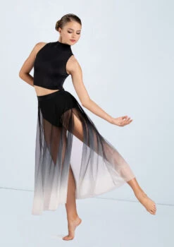 Weissman Ombre Mesh Maxi Skirt -Best Dance Clothing Shop S12372 white 11031 05528.1698840515