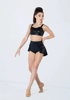 Weissman Sequin Back Panel Skirt -Best Dance Clothing Shop S12430 black 446 41044.1698840515