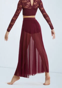 Weissman High Waist Mesh Maxi Skirt -Best Dance Clothing Shop S7823 blackcherry 112384 97220.1698840527