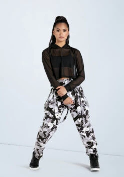 Weissman Cropped Mesh Hoodie -Best Dance Clothing Shop SM11765 black AH11515 gray 984 96176.1698840527