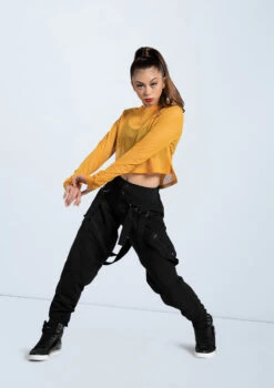 Weissman Cropped Mesh Hoodie -Best Dance Clothing Shop SM11765 saffron AH11501 7025 58579.1678891649